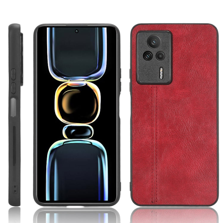 For Xiaomi Redmi K60E 5G Sewing Cow Pattern Skin PC + PU + TPU Phone Case