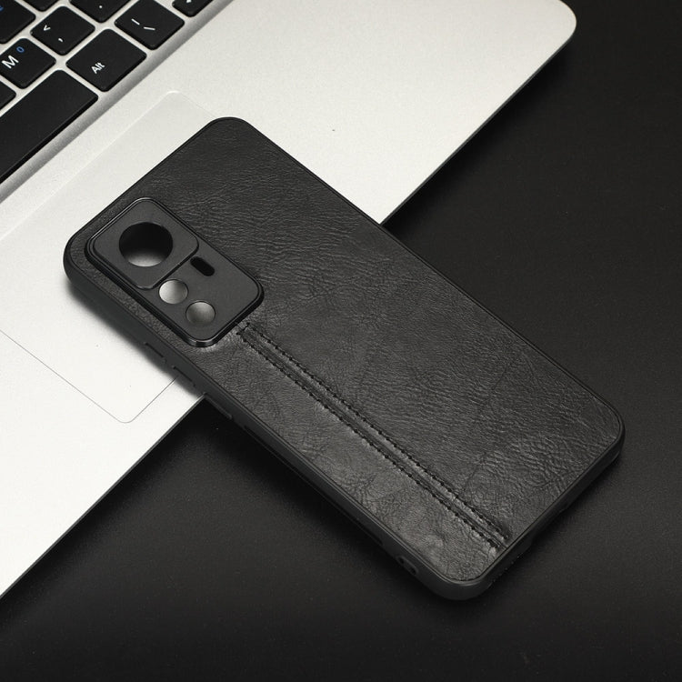 For Xiaomi 12T Pro Sewing Cow Pattern Skin PC + PU + TPU Phone Case