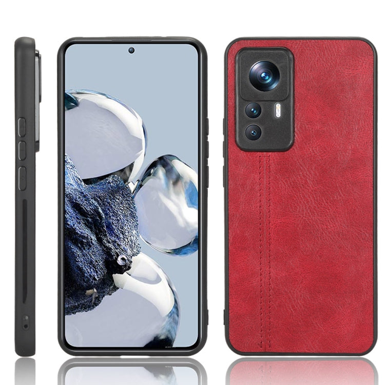 For Xiaomi 12T Pro Sewing Cow Pattern Skin PC + PU + TPU Phone Case