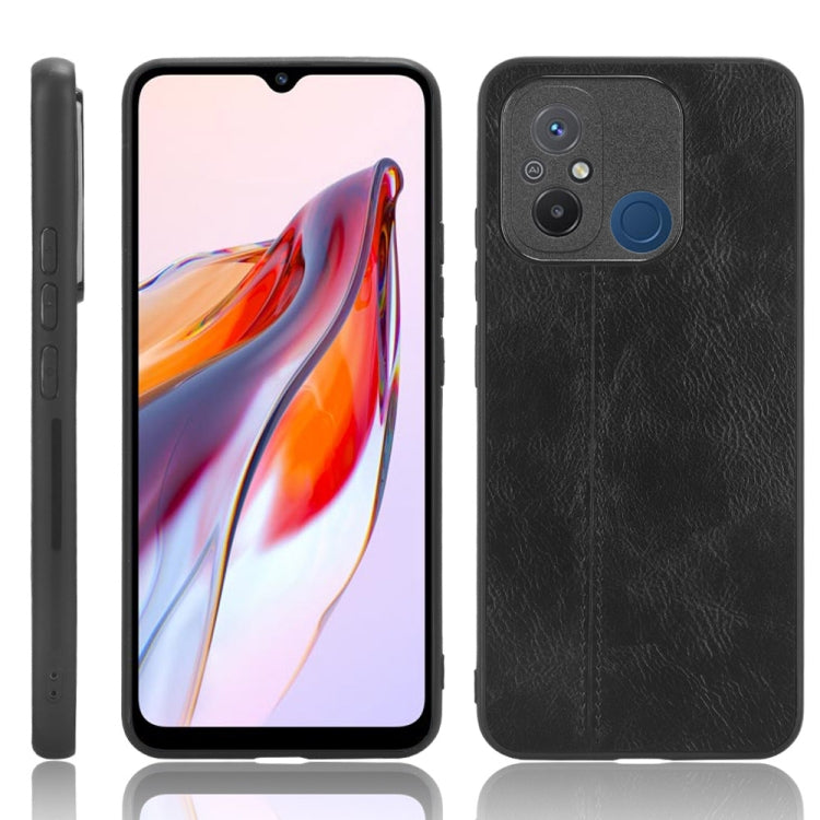 Sewing Cow Pattern Skin PC + PU + TPU Phone Case For Xiaomi Poco C55/Redmi 12C/Redmi 11A 4G