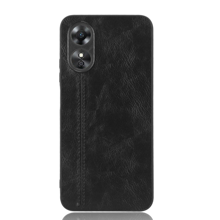 For OPPO A17 Sewing Cow Pattern Skin PC + PU + TPU Phone Case