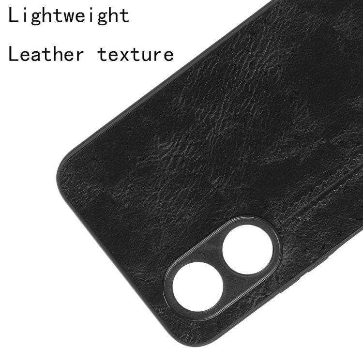 For OPPO A17 Sewing Cow Pattern Skin PC + PU + TPU Phone Case