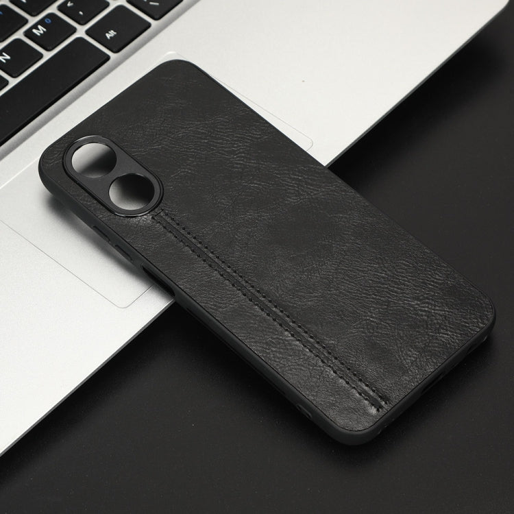 For OPPO A17 Sewing Cow Pattern Skin PC + PU + TPU Phone Case