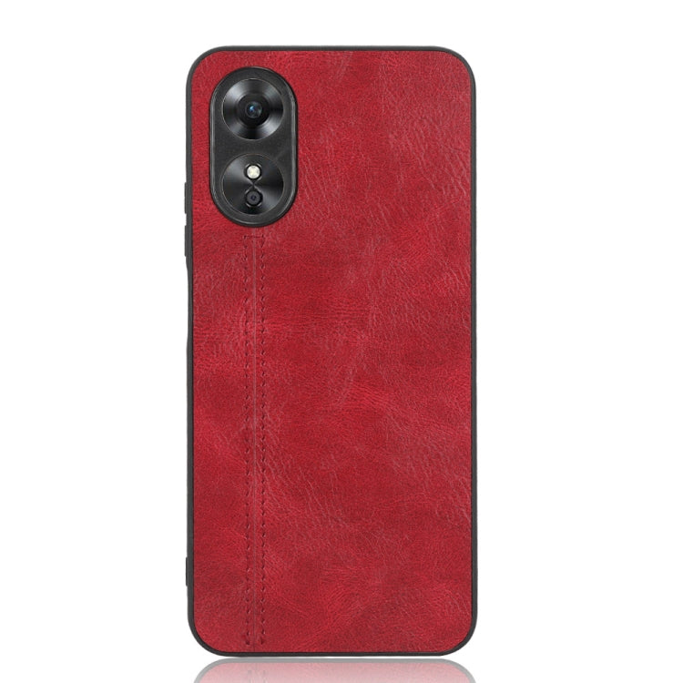 For OPPO A17 Sewing Cow Pattern Skin PC + PU + TPU Phone Case