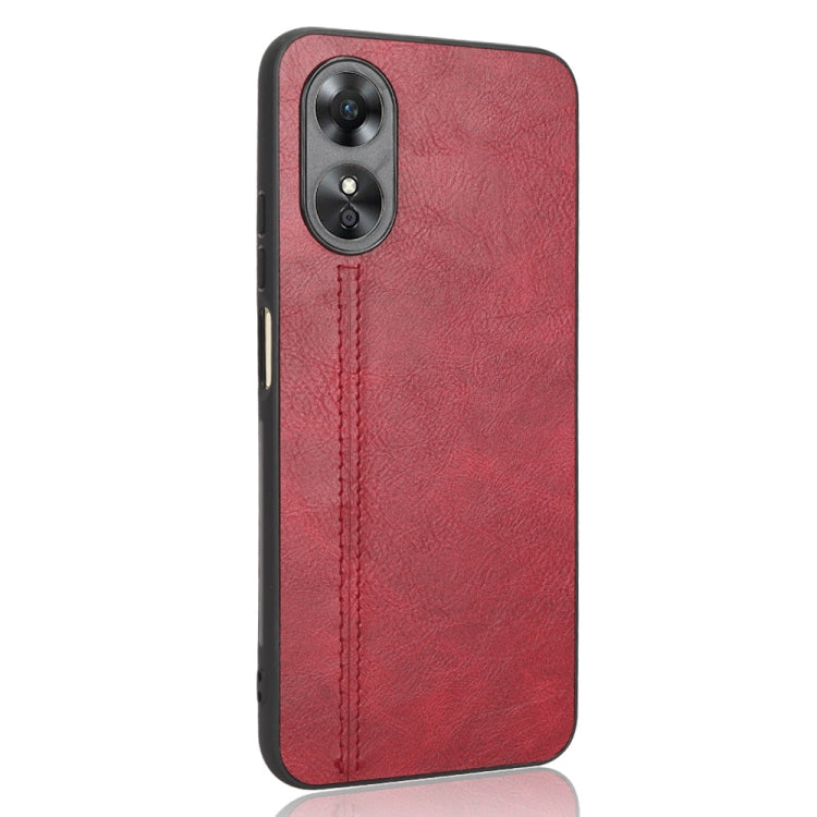 For OPPO A17 Sewing Cow Pattern Skin PC + PU + TPU Phone Case