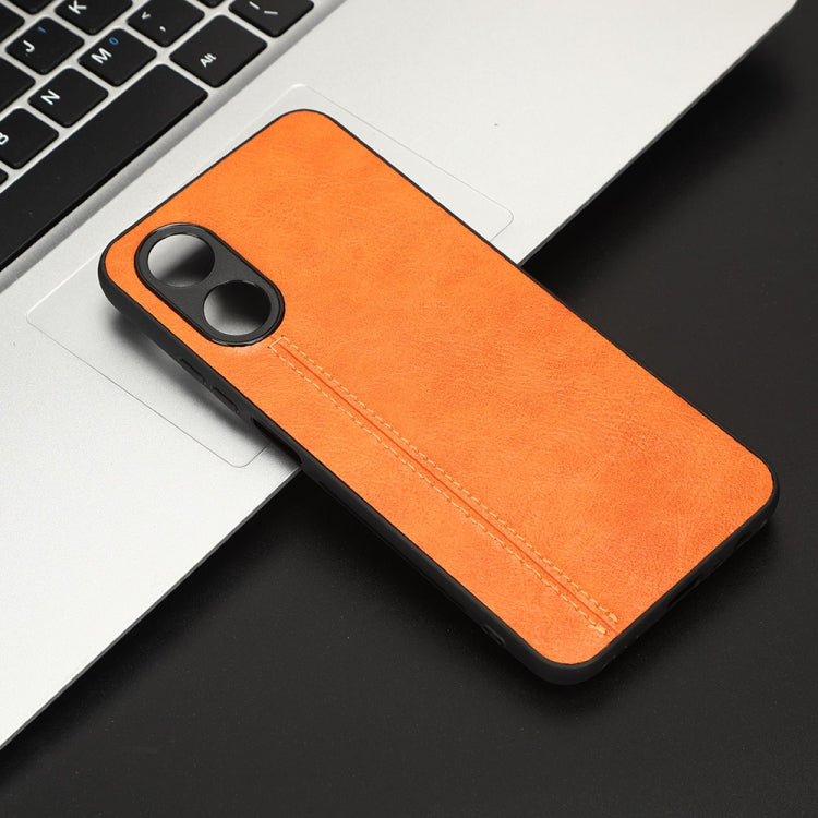 For OPPO A17 Sewing Cow Pattern Skin PC + PU + TPU Phone Case