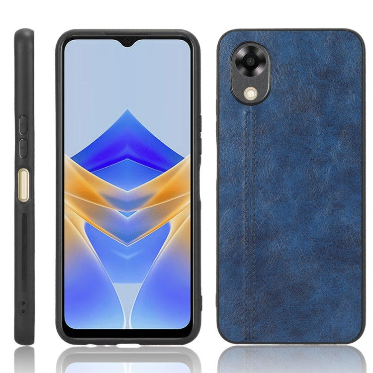 For OPPO A17k Sewing Cow Pattern Skin PC + PU + TPU Phone Case