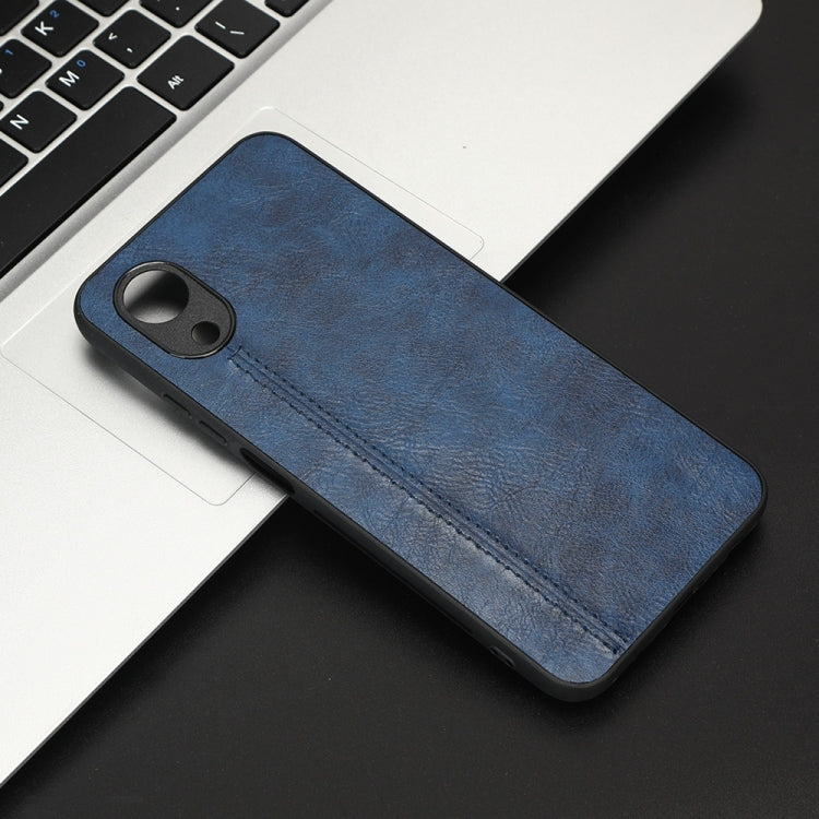 For OPPO A17k Sewing Cow Pattern Skin PC + PU + TPU Phone Case