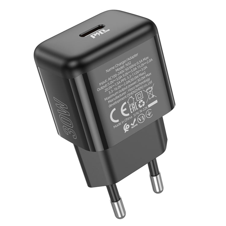hoco N32 PD 30W USB-C/Type-C Single Port Charger, EU Plug