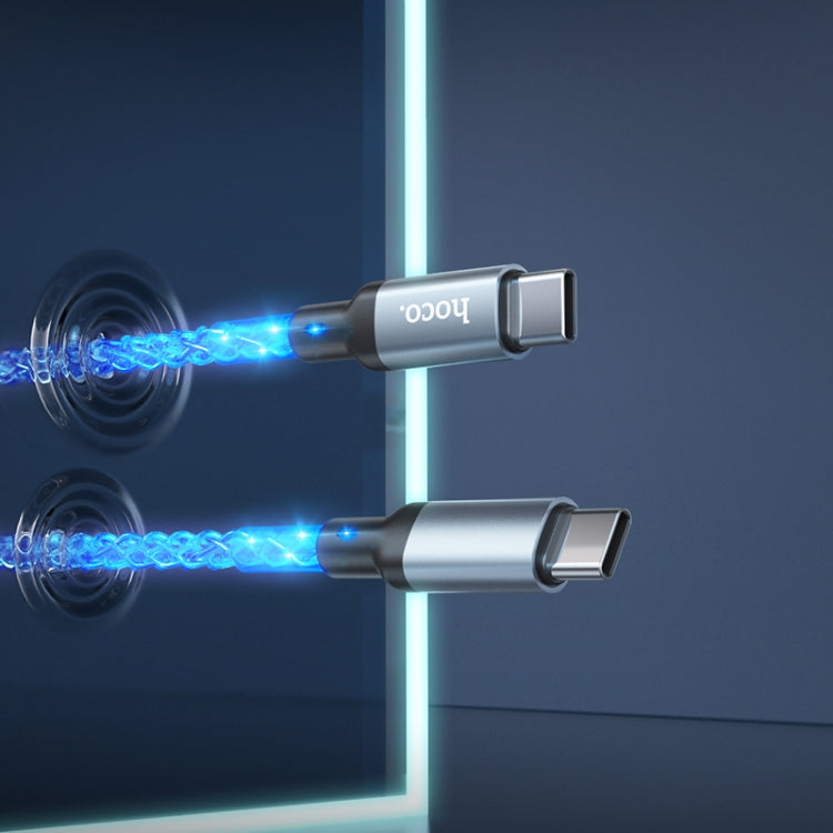 hoco U112 60W USB-C/Type-C to USB-C/Type-C Luminous Fast Charging Data Cable, Length: 1m(Grey)