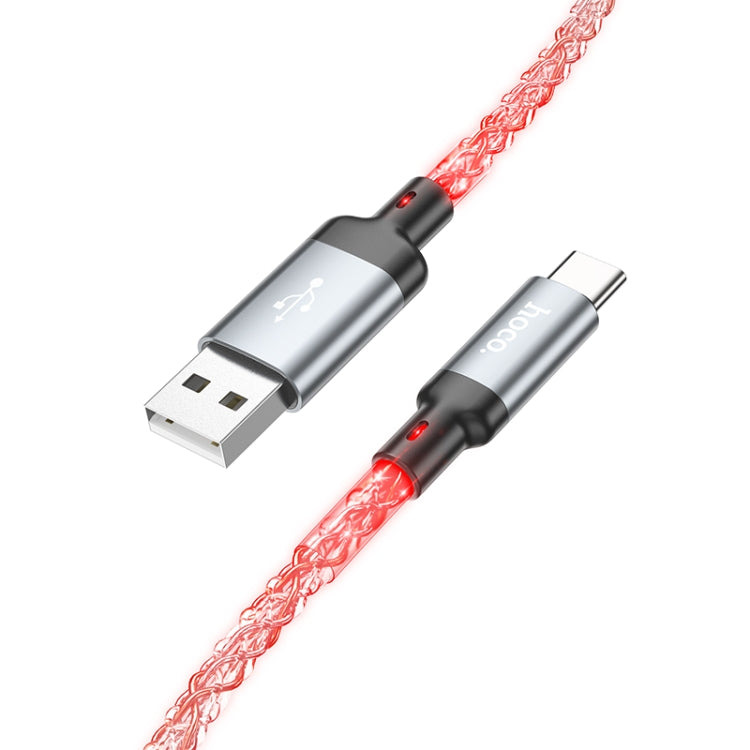 hoco U112 3A USB to USB-C/Type-C Luminous Data Cable, Length: 1m(Grey)