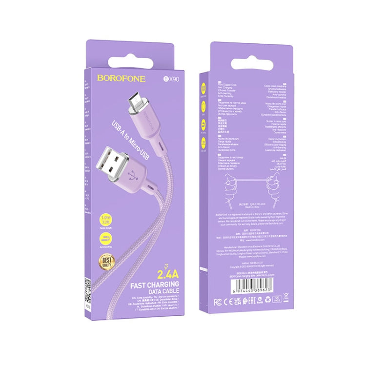 Borofone BX90 USB to Micro USB Cyber 2.4A Charging Data Cable, Length:1m