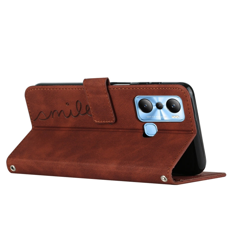 For Infinix Hot 20i Skin Feel Heart Pattern Leather Phone Case with Lanyard