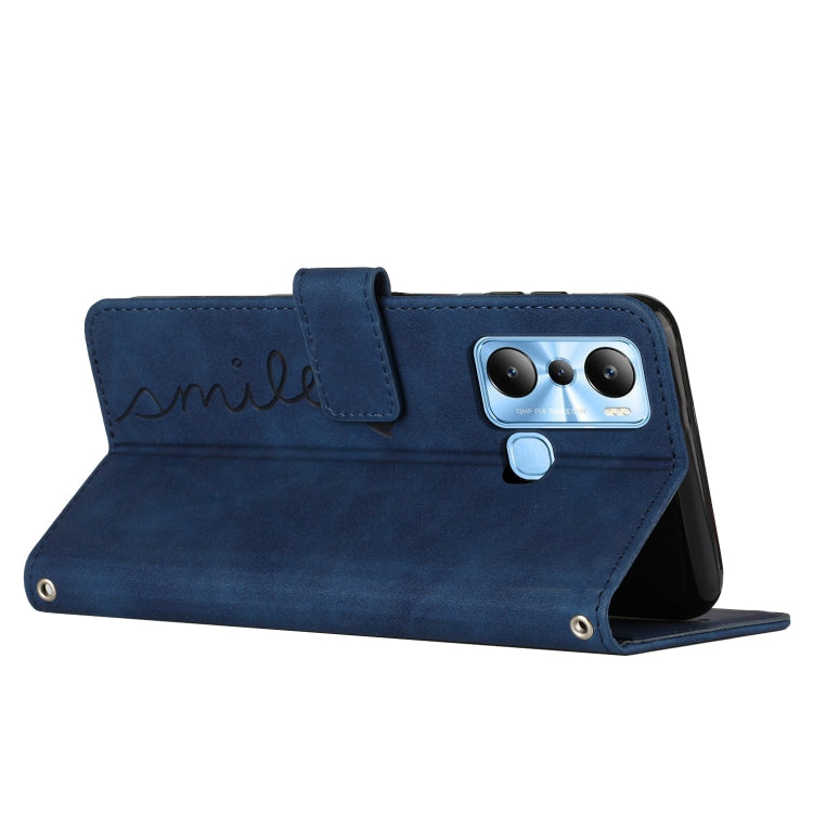 For Infinix Hot 20i Skin Feel Heart Pattern Leather Phone Case with Lanyard