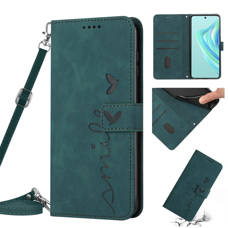 For Motorola Moto G Stylus 5G 2023 Skin Feel Heart Pattern Leather Phone Case with Lanyard
