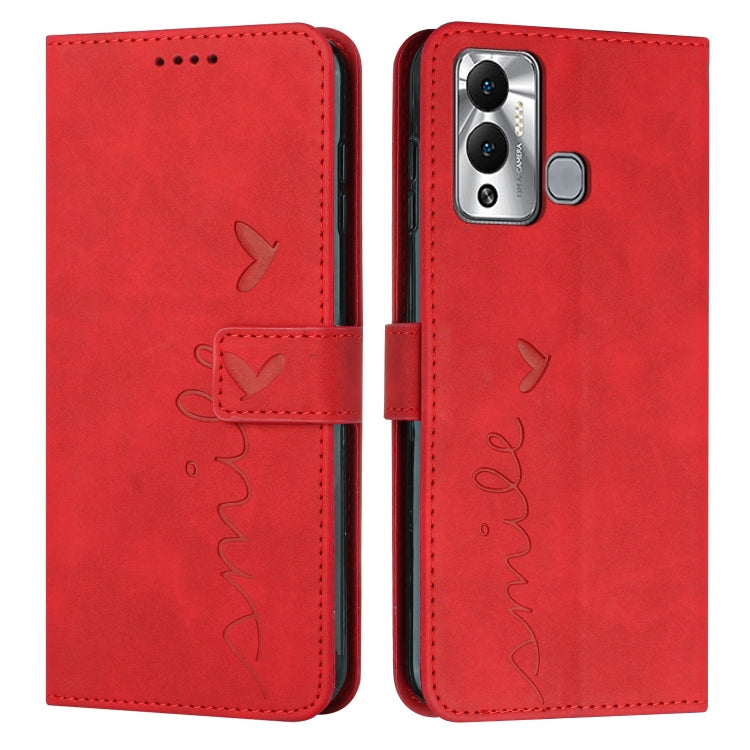 For Infinix Hot 20 Play Skin Feel Heart Embossed Leather Phone Case