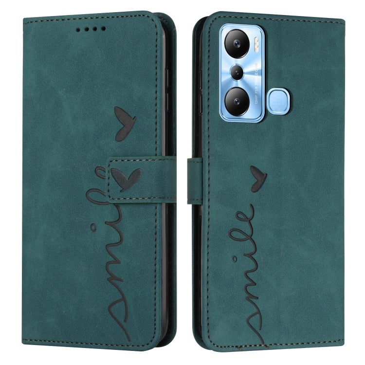 For Infinix Hot 20i Skin Feel Heart Embossed Leather Phone Case