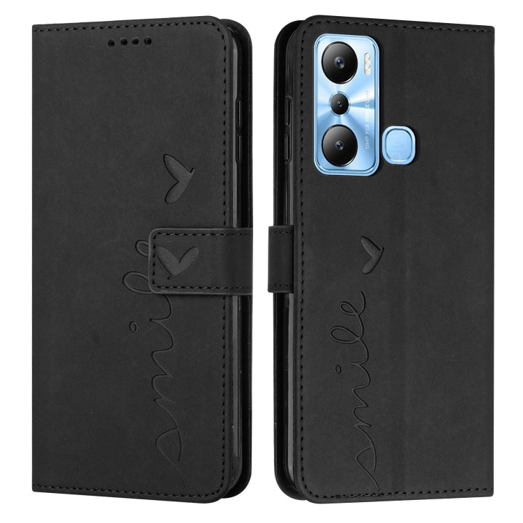 For Infinix Hot 20i Skin Feel Heart Embossed Leather Phone Case