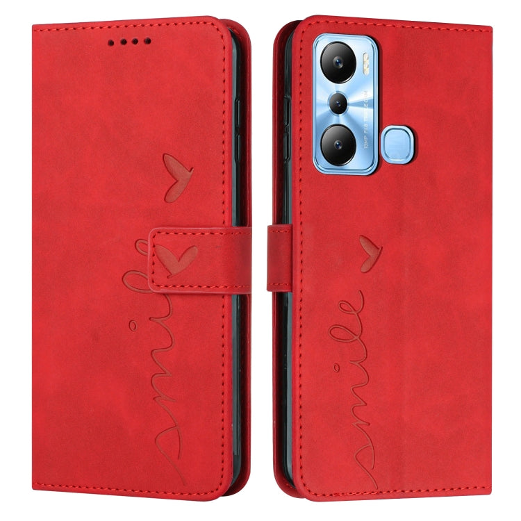 For Infinix Hot 20i Skin Feel Heart Embossed Leather Phone Case