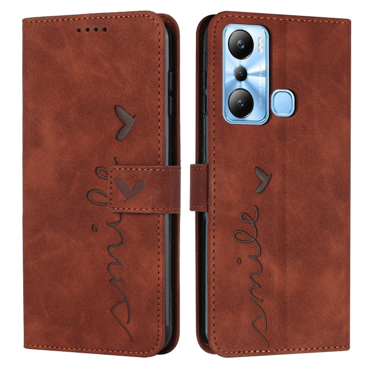 For Infinix Hot 20i Skin Feel Heart Embossed Leather Phone Case