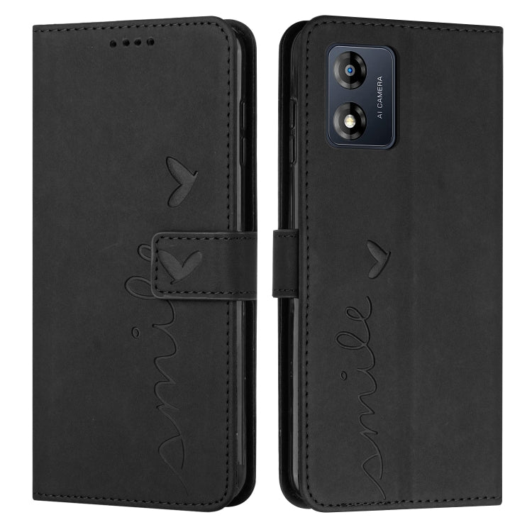 For Motorola Moto E13 Skin Feel Heart Embossed Leather Phone Case