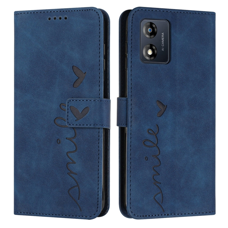 For Motorola Moto E13 Skin Feel Heart Embossed Leather Phone Case