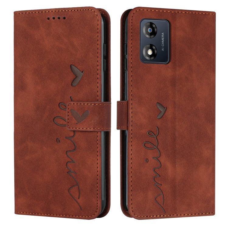 For Motorola Moto E13 Skin Feel Heart Embossed Leather Phone Case