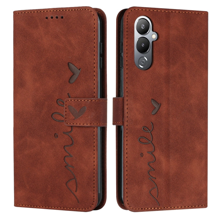 For Tecno Pova 4 Skin Feel Heart Embossed Leather Phone Case
