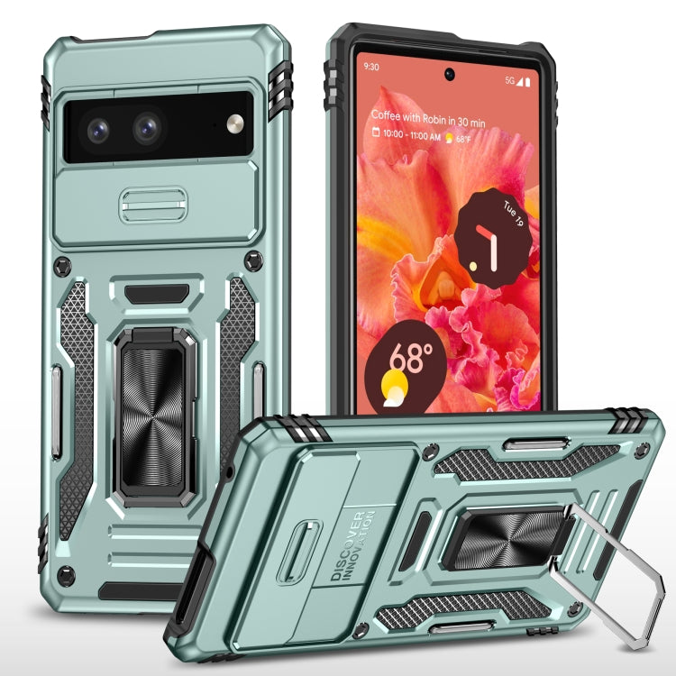 For Google Pixel 7a Armor PC + TPU Camera Shield Phone Case
