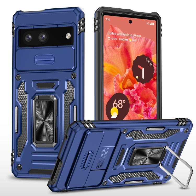 For Google Pixel 7a Armor PC + TPU Camera Shield Phone Case