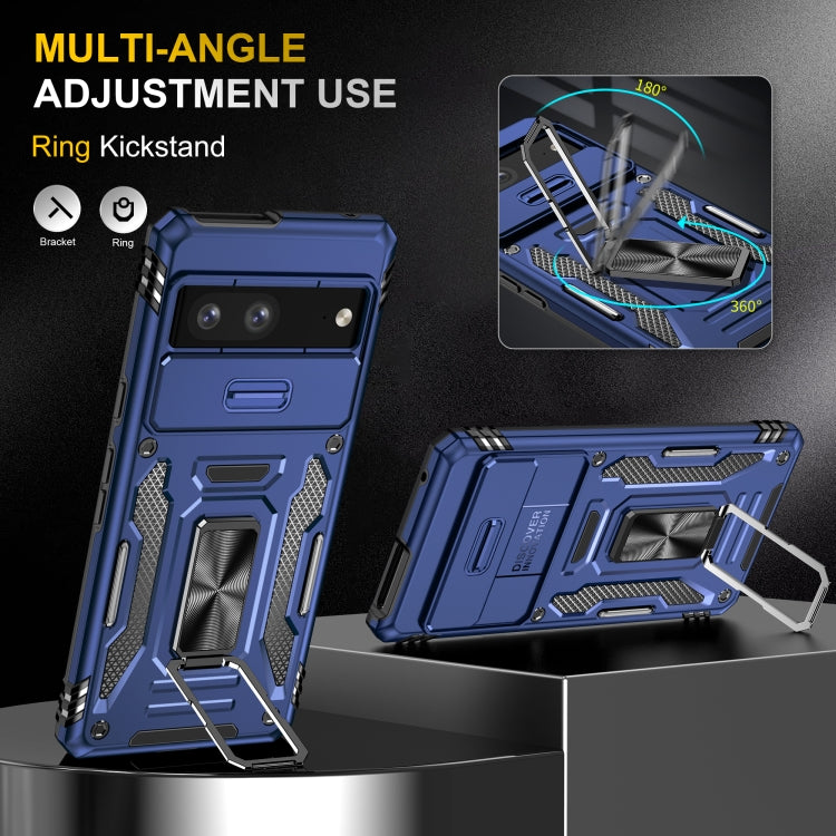 For Google Pixel 7a Armor PC + TPU Camera Shield Phone Case