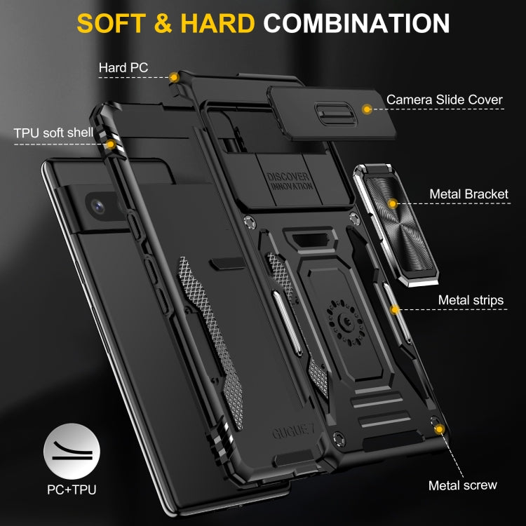 For Google Pixel 7a Armor PC + TPU Camera Shield Phone Case
