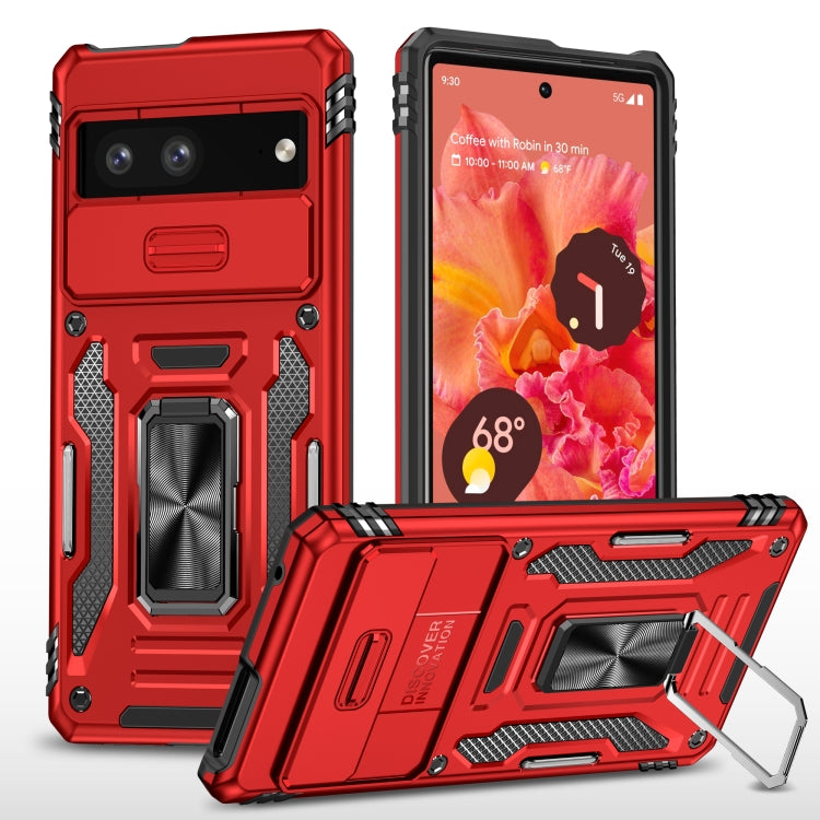 For Google Pixel 7a Armor PC + TPU Camera Shield Phone Case