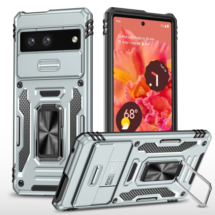 For Google Pixel 7a Armor PC + TPU Camera Shield Phone Case