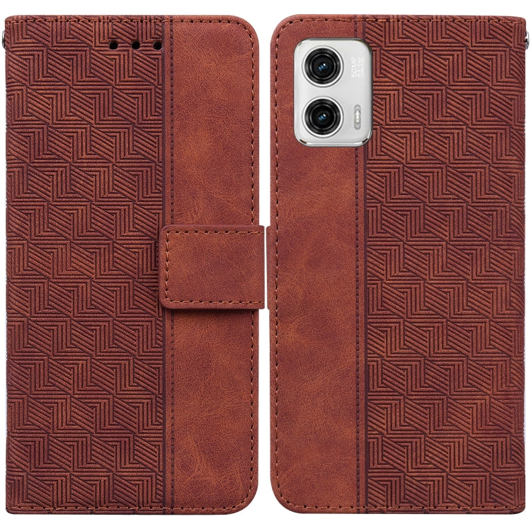 For Motorola Moto G73 Geometric Embossed Leather Phone Case