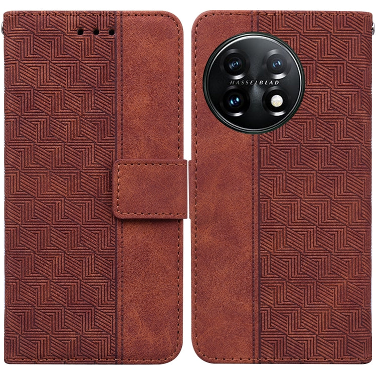 For OnePlus 11 Geometric Embossed Leather Phone Case