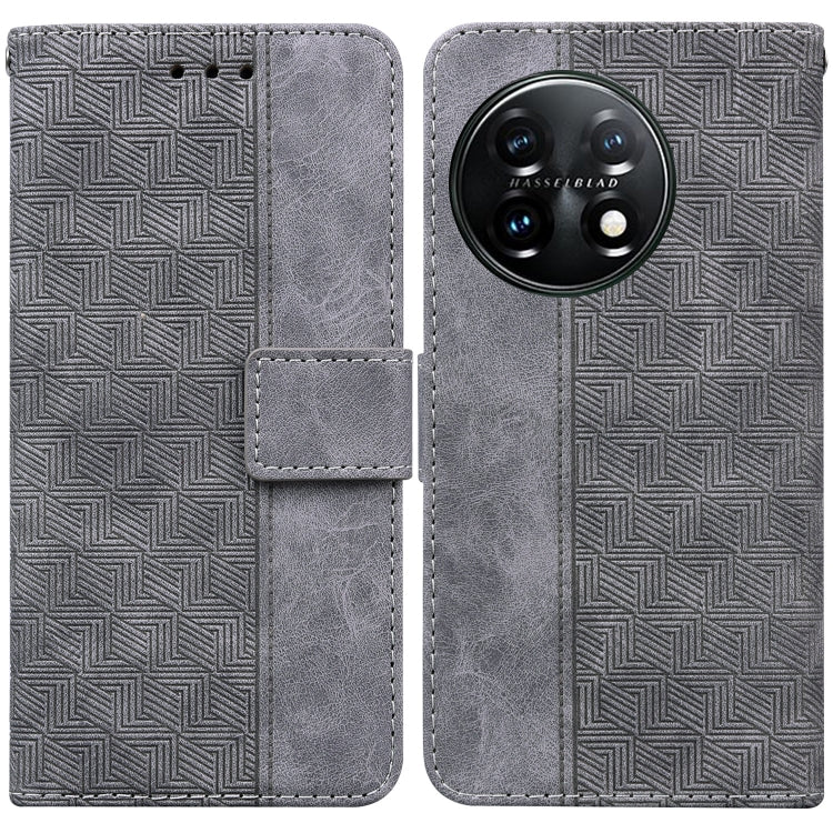 For OnePlus 11 Geometric Embossed Leather Phone Case
