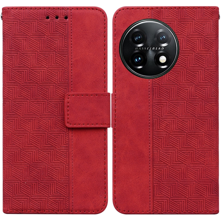 For OnePlus 11 Geometric Embossed Leather Phone Case