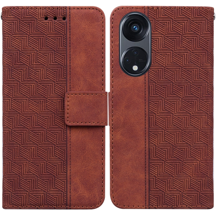 For OPPO Reno8 T 5G / A1 Pro 5G Geometric Embossed Leather Phone Case