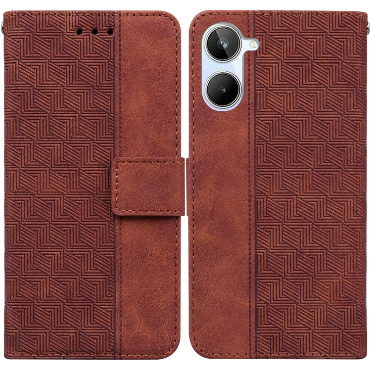 For Realme 10 4G Geometric Embossed Leather Phone Case