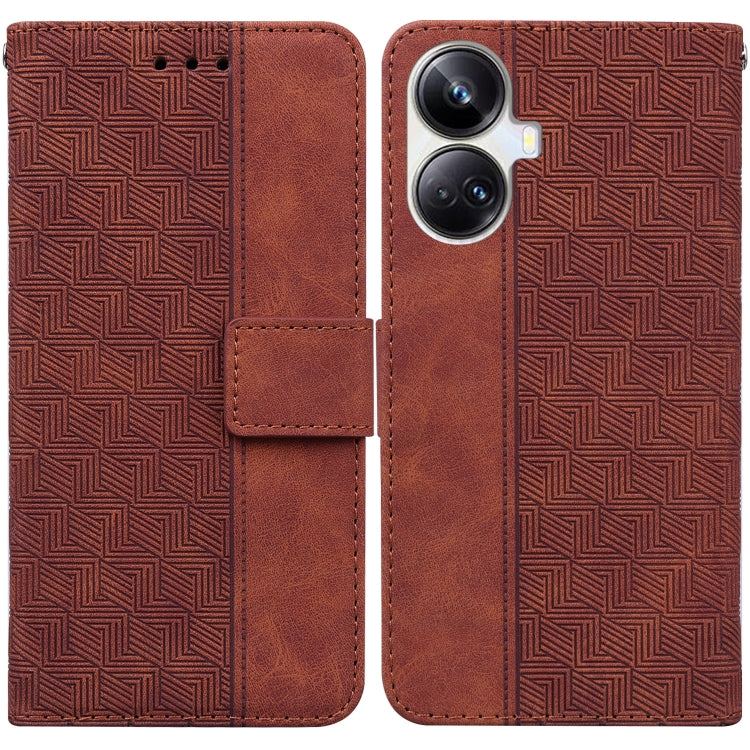 For Realme 10 Pro+ Geometric Embossed Leather Phone Case