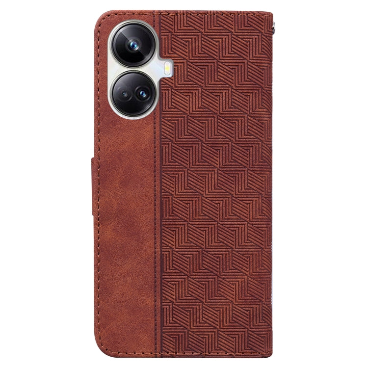 For Realme 10 Pro+ Geometric Embossed Leather Phone Case