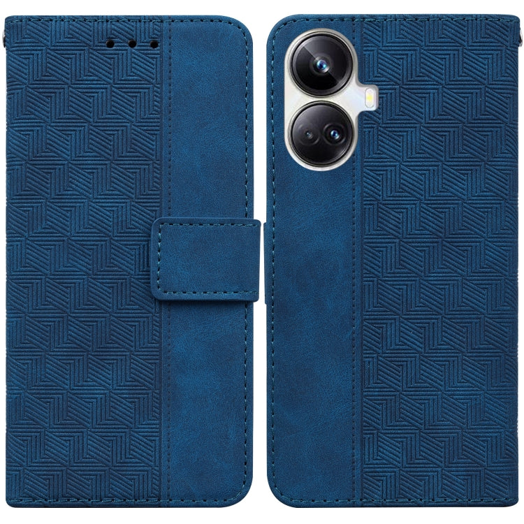 For Realme 10 Pro+ Geometric Embossed Leather Phone Case