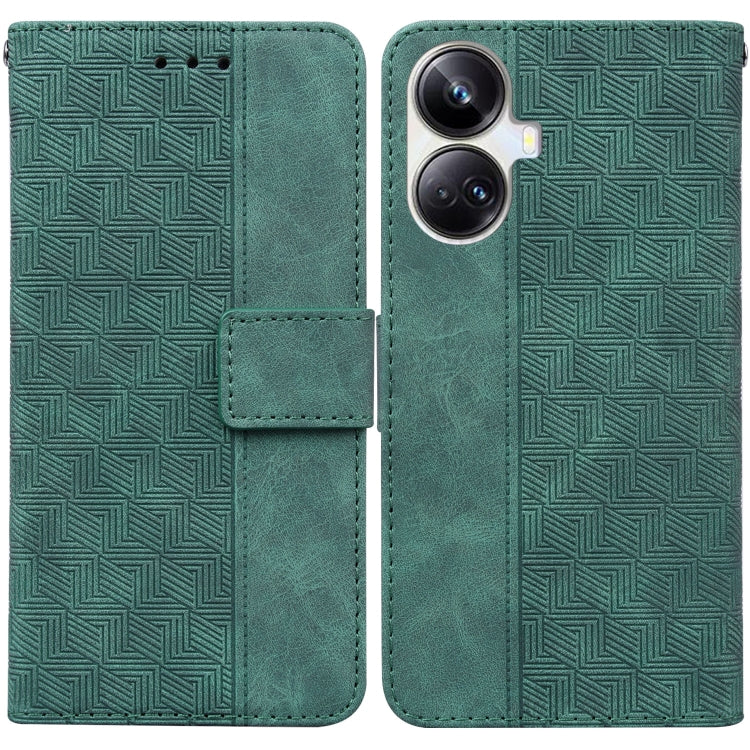 For Realme 10 Pro+ Geometric Embossed Leather Phone Case