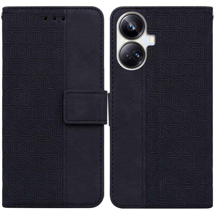 For Realme 10 Pro+ Geometric Embossed Leather Phone Case