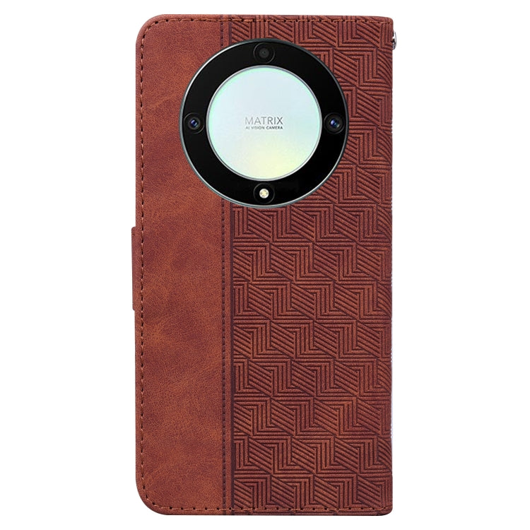 For Honor X9a Geometric Embossed Leather Phone Case