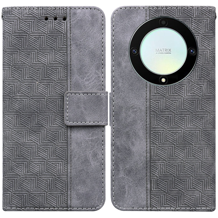 For Honor X9a Geometric Embossed Leather Phone Case