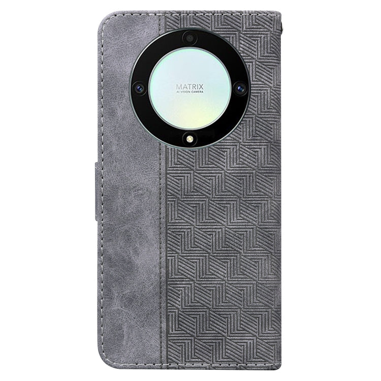 For Honor X9a Geometric Embossed Leather Phone Case