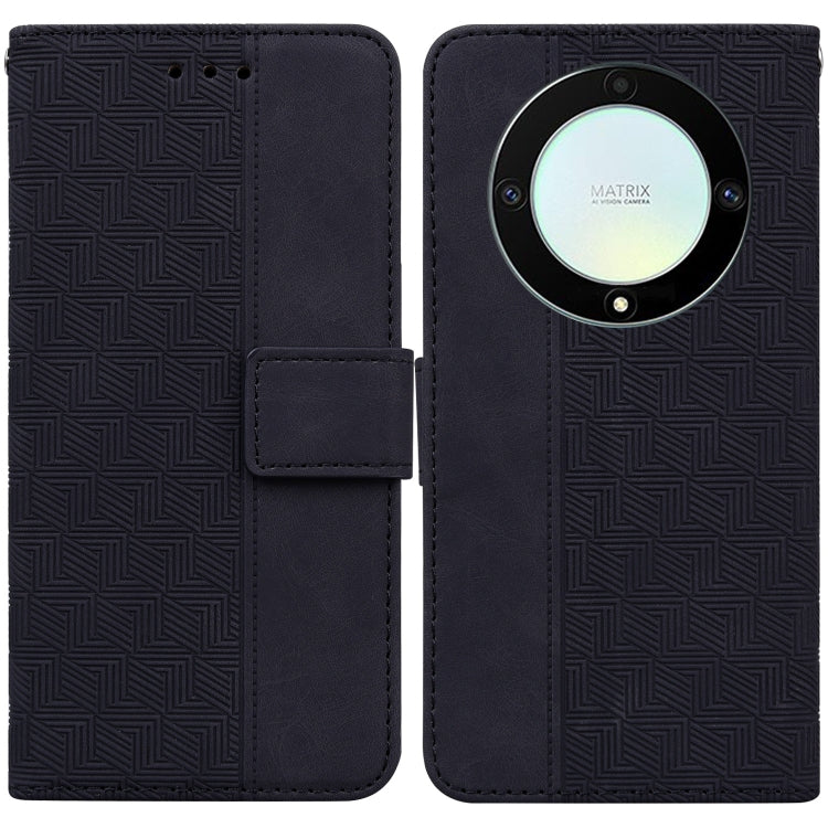 For Honor X9a Geometric Embossed Leather Phone Case