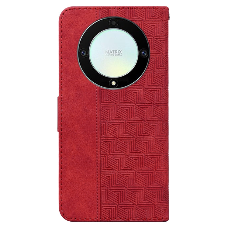 For Honor X9a Geometric Embossed Leather Phone Case